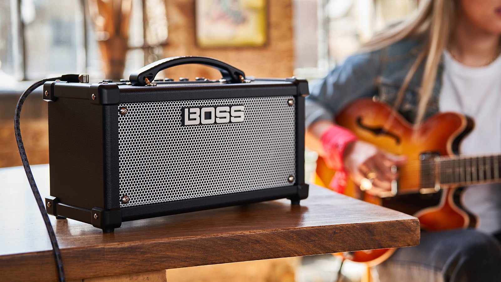 BOSS DUAL CUBE LX ultra-portable stereo guitar amplifier has a go-everywhere design