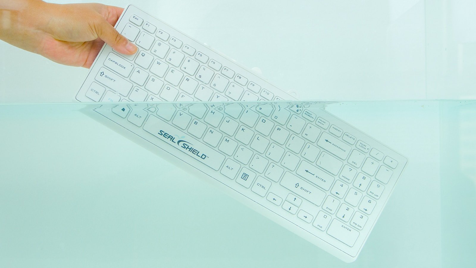 Seal Shield Cleanwipe™ Pro Waterproof Keyboard has an ergonomic and washable design