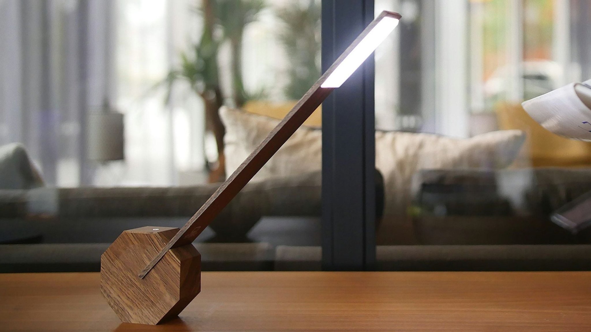 Gingko Octagon One Rechargeable Desk Light works at three different angles