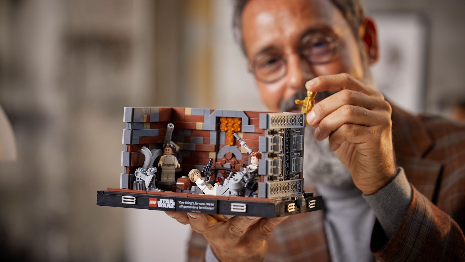 LEGO Death Star Trash Compactor Diorama includes moving walls and a dianoga’s head