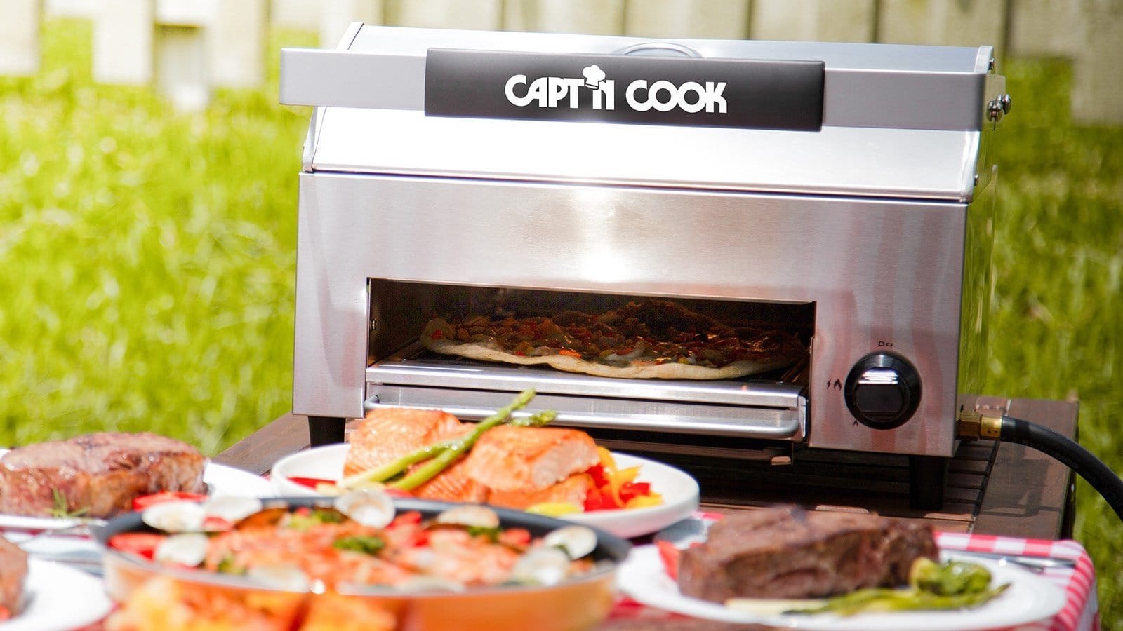 Capt’n Cook OvenPlus Salamander All-in-One Grill is a pizza oven and smokeless grill