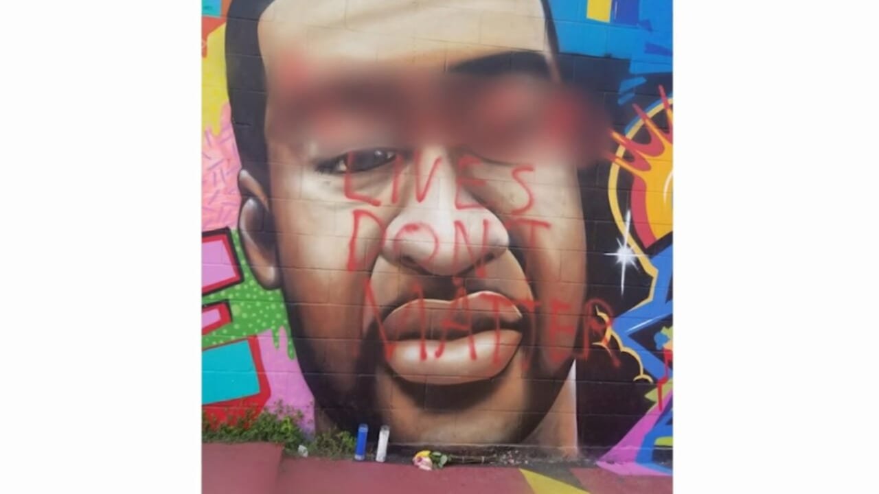 George Floyd mural defaced with n-word 'lives don't matter'