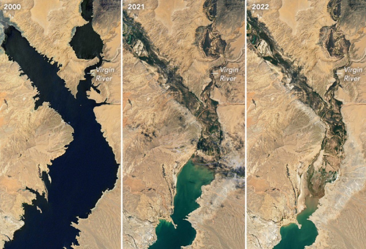 NASA photos show dramatic shrinking of Lake Mead