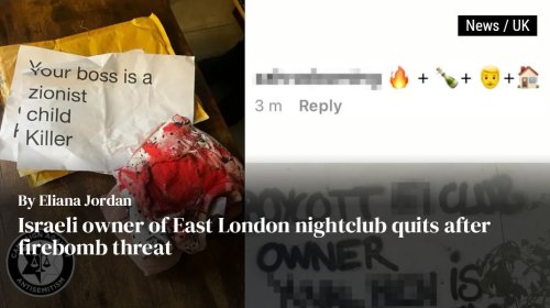 Israeli owner of East London nightclub quits after firebomb threat