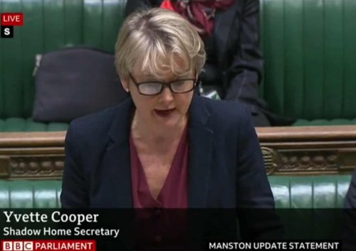 Yvette Cooper says home secretary is missing in action in blistering Commons speech