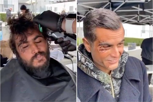 Watch: Homeless man's response to seeing transformative makeover will restore your faith in humanity