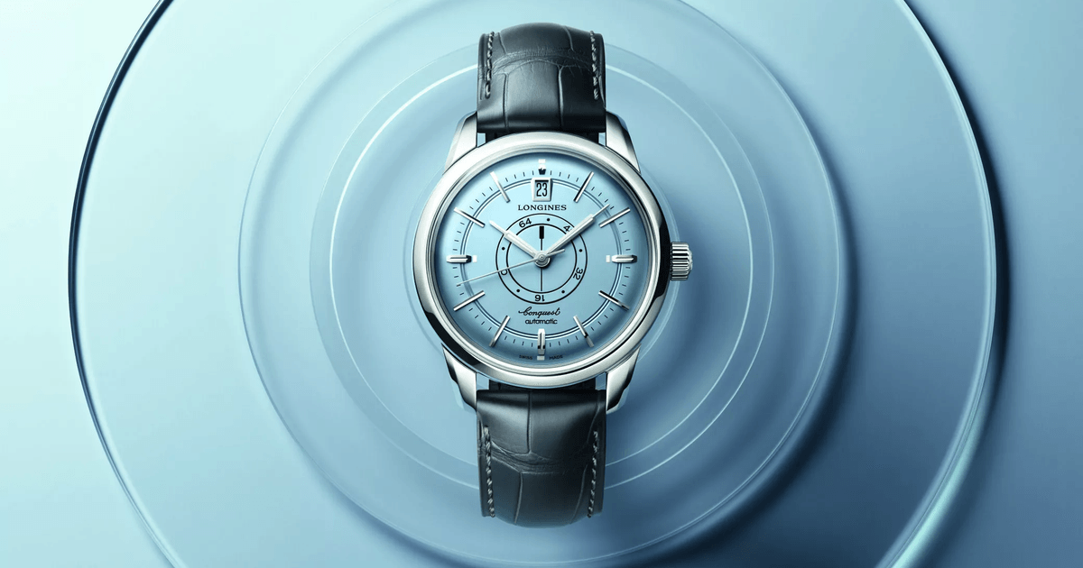 Longines refreshes its cult-favorite central power reserve in light blue