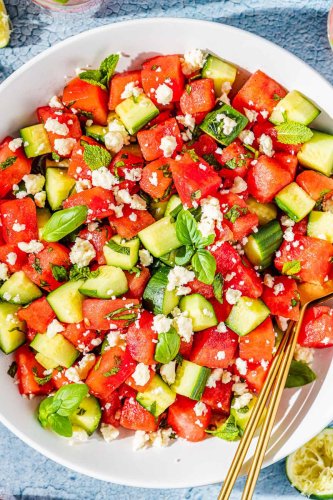 Watermelon Salad with Feta, Cucumber and Mint | The Mediterranean Dish