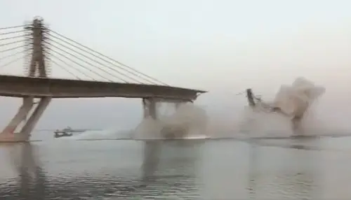 WATCH: Bridge Under Construction in India Collapses Into River for Second Time