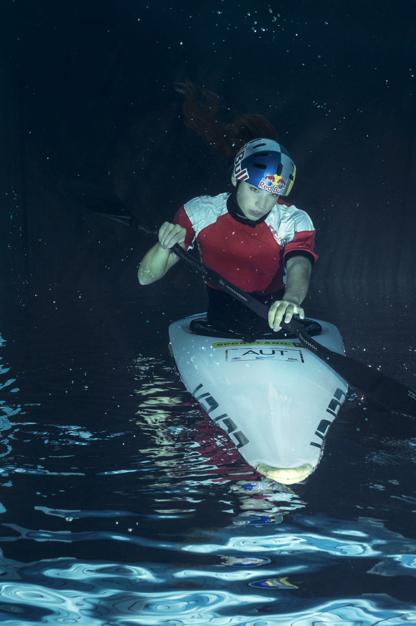 Photographing a Kayaker Underwater with Strobes for Red Bull