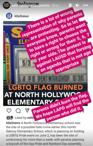 LGBTQ+ Pride flag burned at LA school and trans teacher removed over ‘safety concerns’
