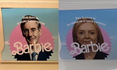 New Barbie-themed anti-Tory ads spotted in London: ‘This Barbie is gagging to deport your grandma’