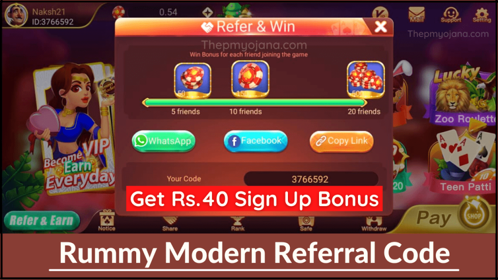 Rummy Modern Referral Code – Get Rs.40 On Sign Up - cover