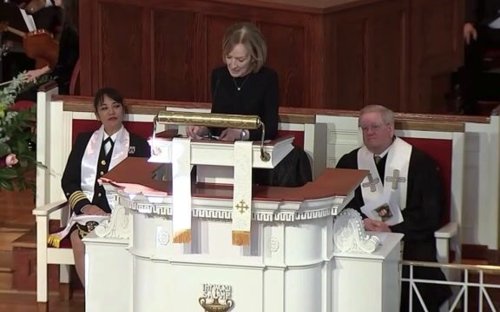 At tribute service, Judy Woodruff says Rosalynn Carter expressed relief Biden was president in last interview with her.