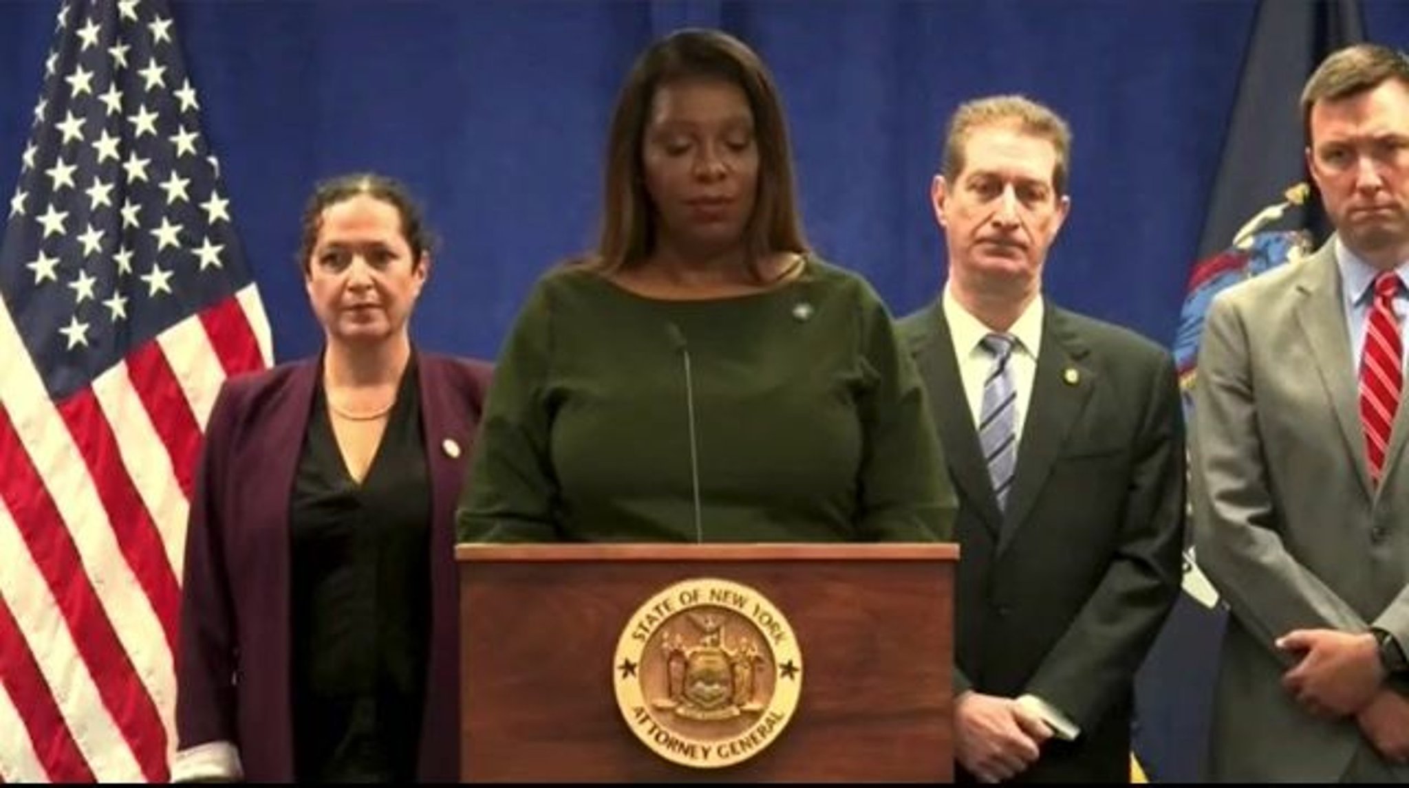 NY AG Letitia James says the civil lawsuit also names three of Donald Trump's children.