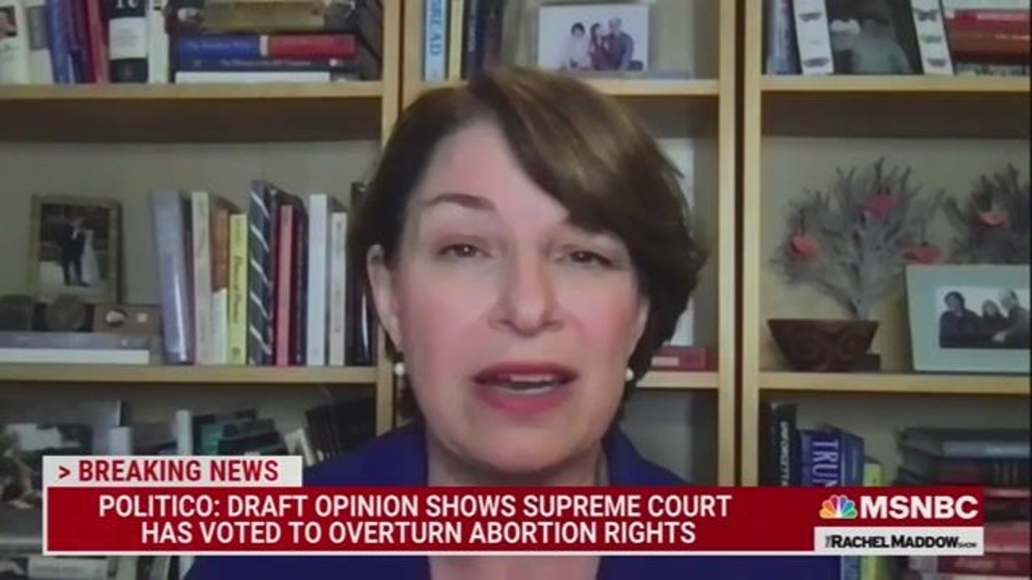 Sen. Amy Klobuchar (D-MN) reacts to SCOTUS reportedly getting ready to overturn Roe v. Wade.