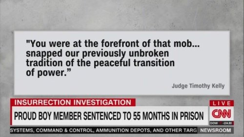 A federal judge has sentenced Proud Boy Joshua Pruitt to 55 months in prison for his role in the 1/6 insurrection.