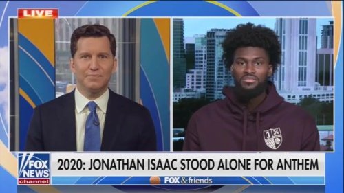 NBA player Jonathan Isaac says he decided to stand for the national anthem because of his religious faith.