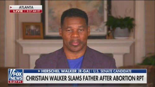 GA GOP Sen. nominee Herschel Walker gives nonsensical answer when asked why his son Christian has come out against him.
