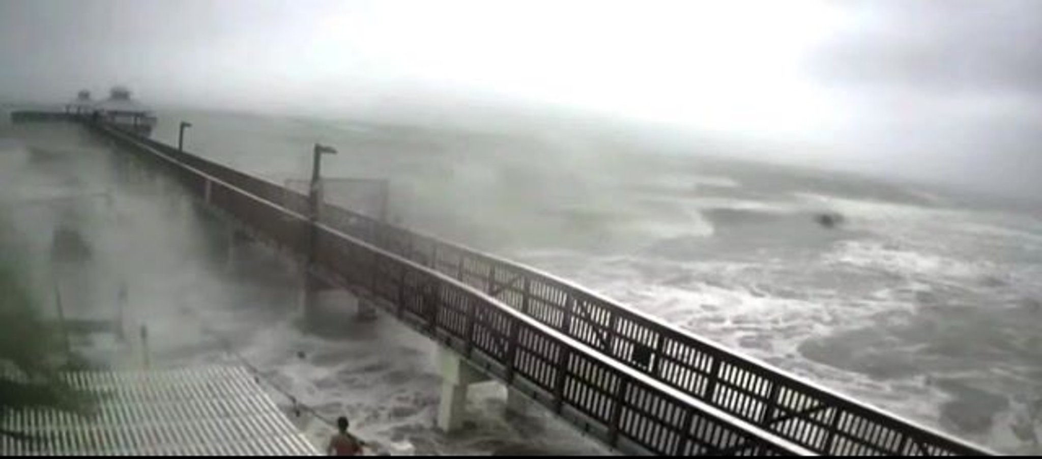 Watch the moment when a giant wave tosses a man who is inexplicably swimming in FL while Hurricane Ian makes landfall.