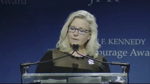Rep. Liz Cheney (R-WY) calls out former President Trump while receiving the JFK Profiles in Courage Award.