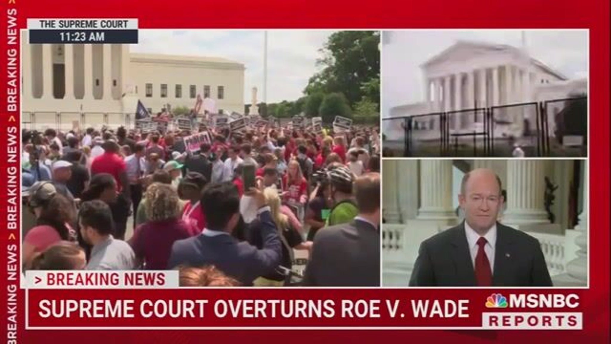 Sen. Chris Coons (D-DE) reacts to the Supreme Court overturning Roe v. Wade.