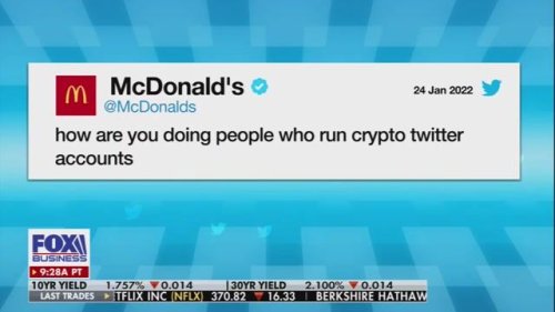 Elon Musk tweets he will "eat a happy meal on tv" if McDonalds accepts Dogecoin payments.