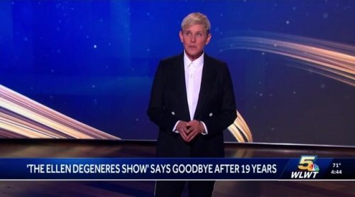 Ellen Degeneres ends the last episode of "The Ellen DeGeneres Show" after 19 years.