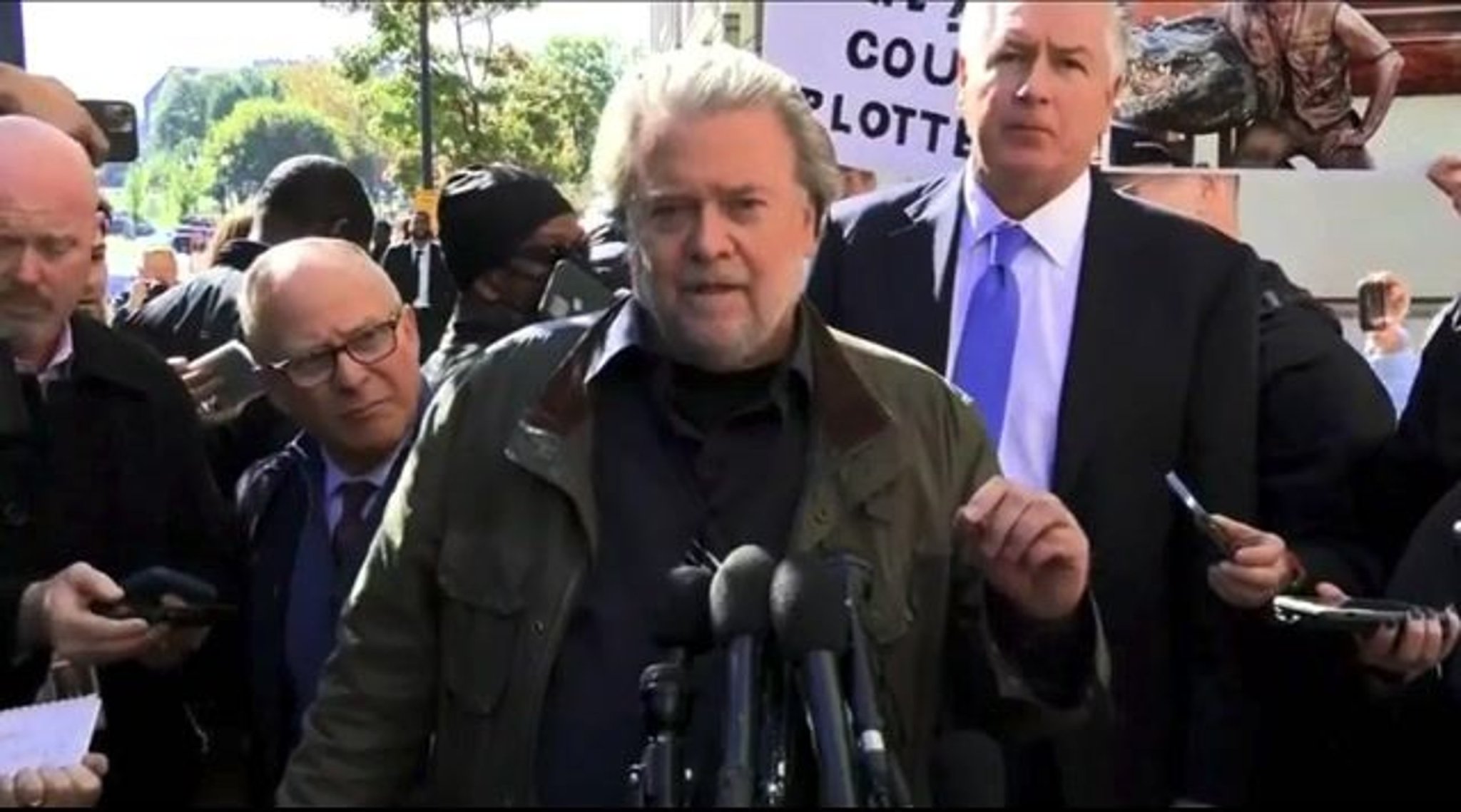 Steve Bannon spoke after receiving 4 months in prison and a fine for contempt of Congress for refusing 1/6 committee.