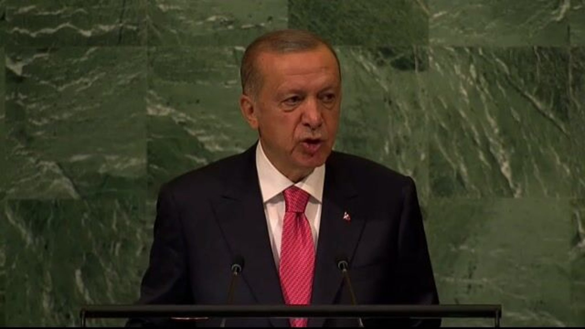 Turkish President Erdoğan, via translator, calls on Russia's war with Ukraine to be resolved through peace negotiations.