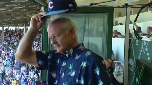 Bill Murray is at Wrigley to celebrate it being at 100% capacity.