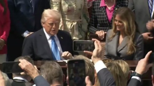 President Trump signs the Take It Down Act, alongside Melania Trump, into law, which cracks down on revenge porn.