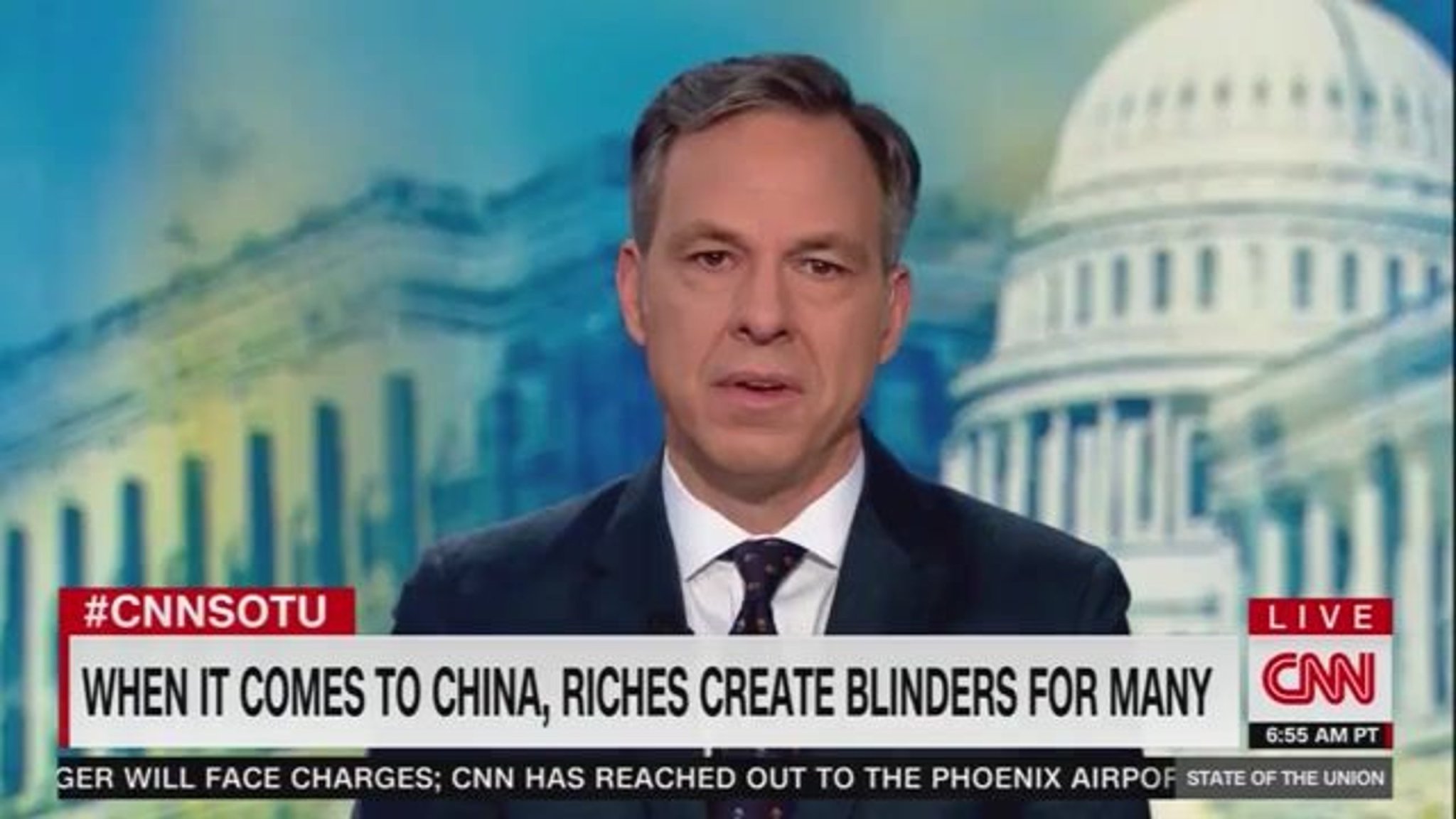 Jake Tapper slams Olympic Committee, NBA, Hollywood & Wall Street over China relationships despite human rights issues.