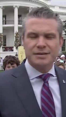 Pete Hegseth’s kids cringe as their dad goes after press at White House Easter Egg Roll over Signalgate 2.0.