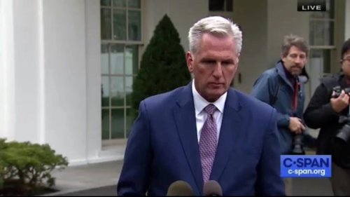 Minority Leader Kevin McCarthy initially refuses to condemn Trump's meeting with Kanye West until pressed by reporters.