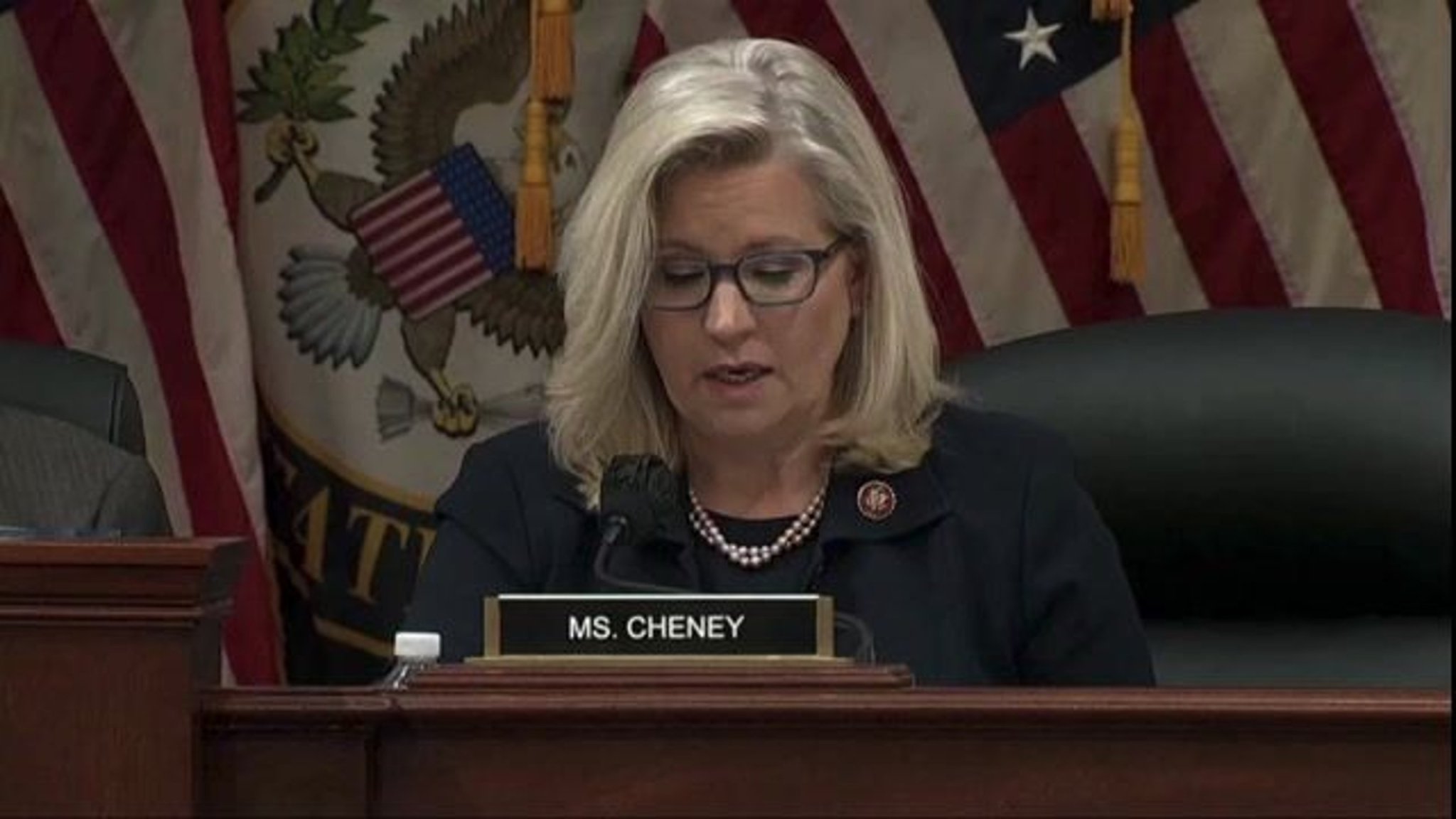 Rep. Cheney says people who chose to enter the enclosed area for Trump's speech were screened and found to have weapons.