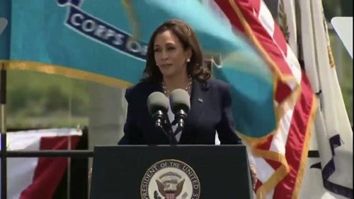 VP Kamala Harris speaks about the Buffalo shooting at the U.S. Coast Guard Academy’s commencement.