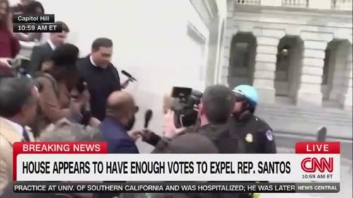 Rep. George Santos (R-NY) refuses to answer questions after officially being expelled from Congress.