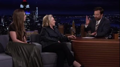 Jimmy Fallon jokes with Hilary Clinton about Donald Trump and the classified Mar-a-Lago documents.