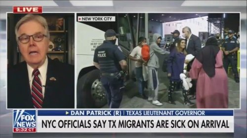 TX Lt. Gov. Dan Patrick (R) absurdly claims that Gov. Abbott (R-TX) bussing migrants to NYC and D.C. “is not political.”
