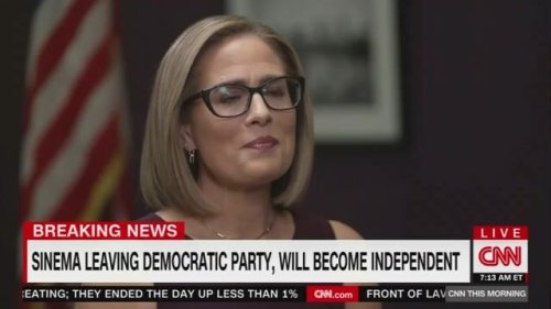 Sen. Kyrsten Sinema (I-AZ) tells CNN's Jake Tapper she's leaving the Democratic Party.