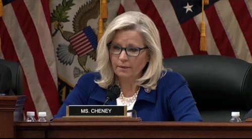 Rep. Liz Cheney (R-WY) tells viewers "don't be distracted by politics" while watching 1/6 hearing.