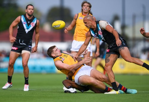 ‘Ignores everything the AFL is asking’: Port defend Powell-Pepper as suspension looms for brutal hit which concussed Crow