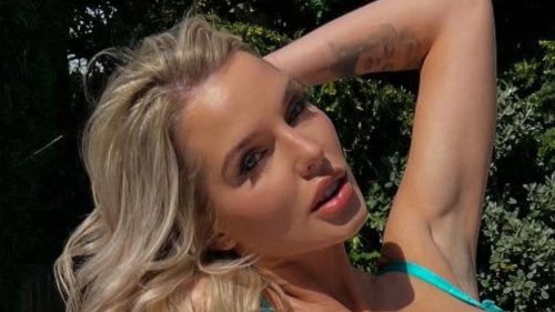 Helen Flanagan strips off to lace lingerie, stockings & suspenders