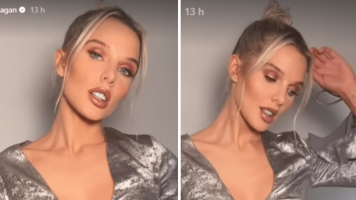 Helen Flanagan sizzles as she goes braless in stunning silver set