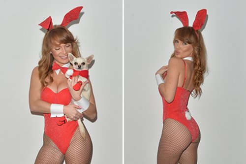 Summer looks like an Easter Bunny at Xmas but at least her pooch has snow shoes