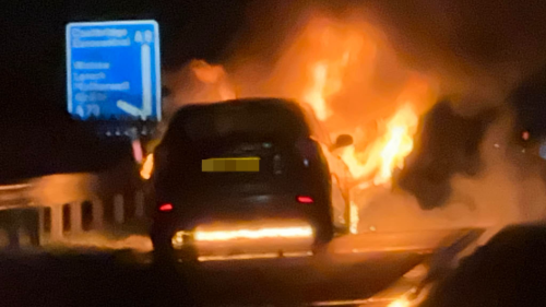 Shocking Moment Car Bursts Into Flames As Cops Close Busy Motorway Flipboard 