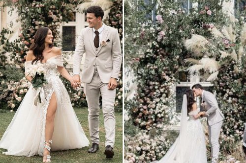 Maguire's wife Fern shows off stunning wedding dress in new snap after wedding