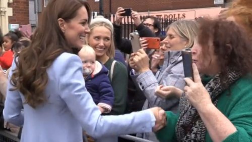 Shocking moment woman heckles Kate as she visits Belfast suicide charity