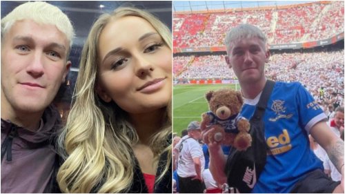 Rangers fan takes gf's teddy to Seville - and people are all saying same thing